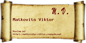 Matkovits Viktor névjegykártya